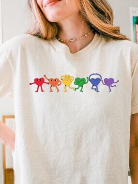 Graphic Rainbow Heart Shirt, Pride Tee, LGBTQ Love Tshirt